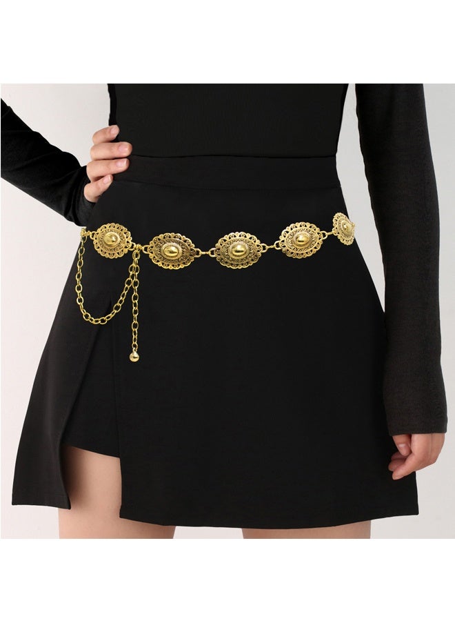 Retro waist belt with women's bohemian metal belt, country concert dress, jeans, denim, girls' retro belt adjustable - Image 5